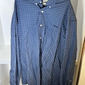 Duluth Trading Co Blue Windowpane Button-Down Shirt